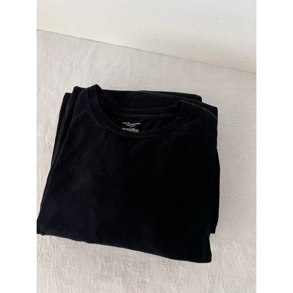 Lot Of 4 Polo Ralph Lauren T Shirts Black 100% Cotton Mens Sz Lg. Pony At Bottom